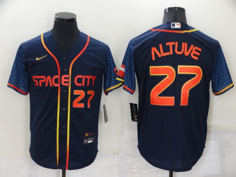 Men Houston Astros #27 Altuve Blue City Edition Game Nike 2022 MLB Jersey